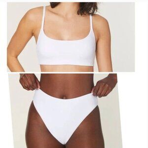 Andie Bikini Set - Maui Top 90s High Waisted Bottom White - Size M NWT
